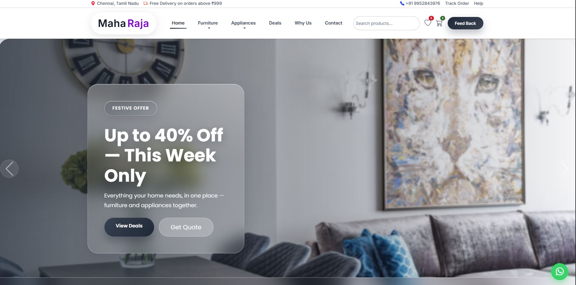 Home Appliances Demo Landing page